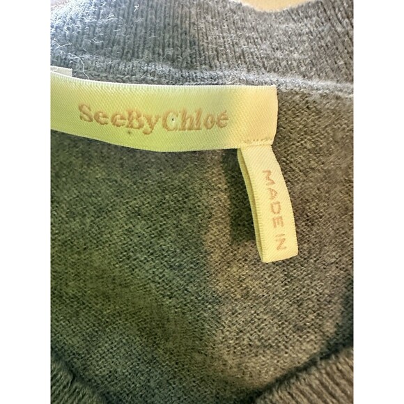 *RARE* See By Chloe Lacy Knit V-Neck Dapple Gray Sweater Women's LARGE‎ - Picture 8 of 14